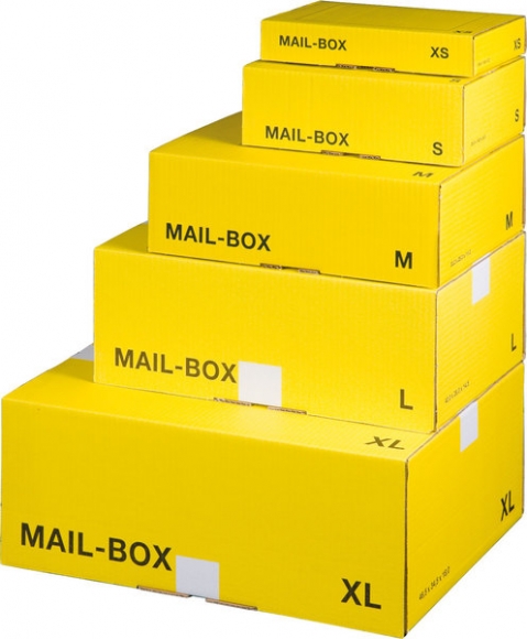 Mail-Box Versandkarton XS gelb wiederverschließbar, hk