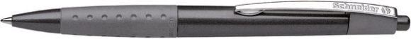 Druckkugelschreiber Loox schwarz mit weicher Soft-Grip-Zone, metallclip