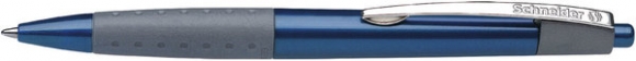Druckkugelschreiber Loox blau mit weicher Soft-Grip-Zone, metallclip