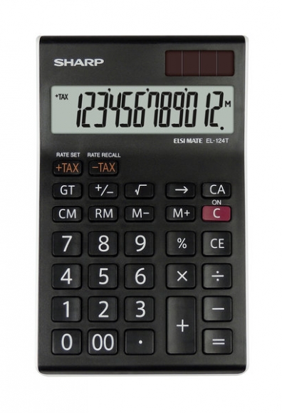 Tischrechner SH-EL124TWH, schwarz/weiß 12-stelliges Display, 4-Tasten