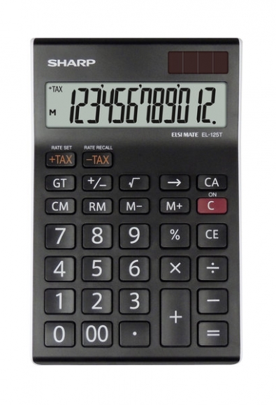 Tischrechner SH-EL125TWH, schwarz/weiß 12-stelliges Display, 4-Tasten