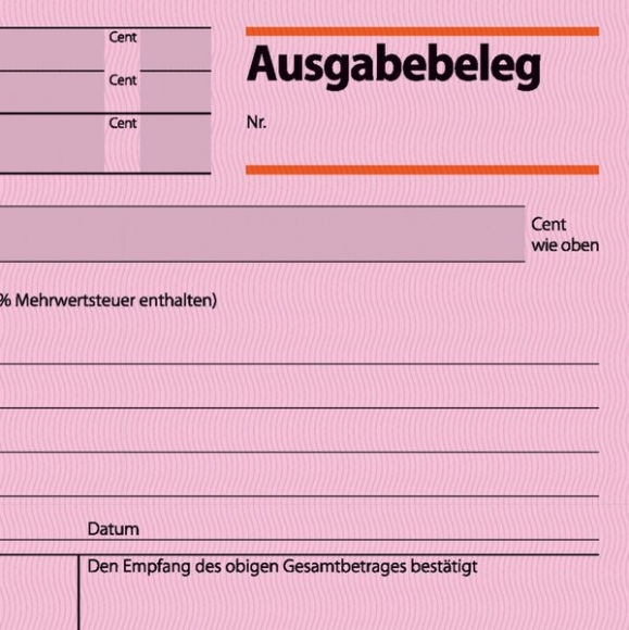 Ausgabebeleg A6quer 50 Blatt rosa