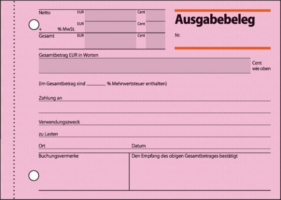 Ausgabebeleg A6quer 50 Blatt rosa