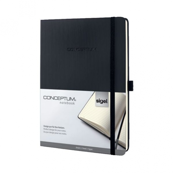 Notizbuch Conceptum Tablet Format 80g liniert schwarz, Stiftschlaufe
