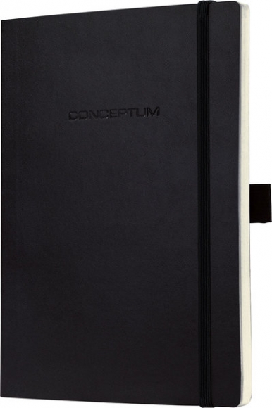 Notizbuch Conceptum, 80g, Softcover schwarz, kariert, Stiftschlaufe