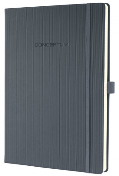 Notizbuch Conceptum, 80g, Hardcover dark grey, kariert, Stiftschlaufe