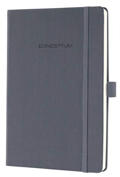 Notizbuch Conceptum, 80g, Hardcover dark grey, kariert, Stiftschlaufe