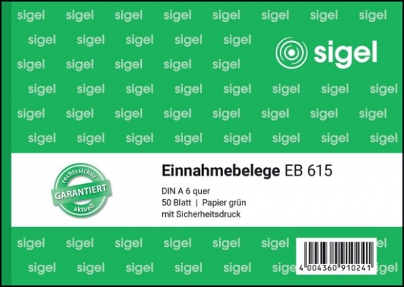 Einnahmebebeleg A6quer 50 Blatt grün