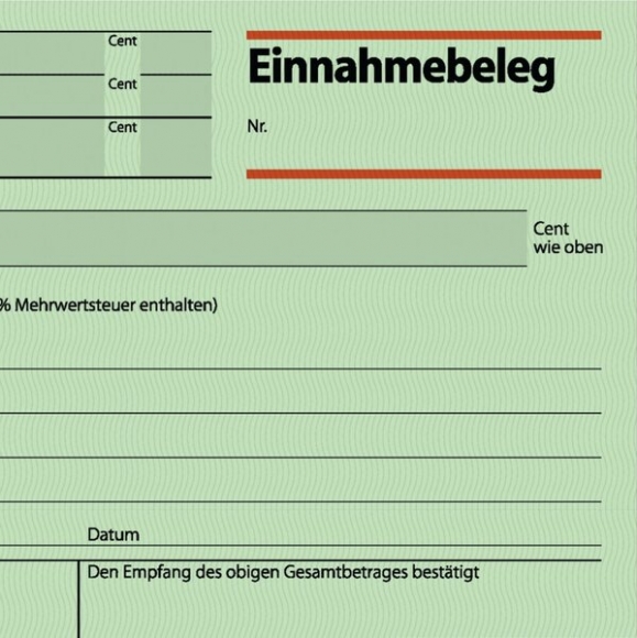 Einnahmebebeleg A6quer 50 Blatt grün