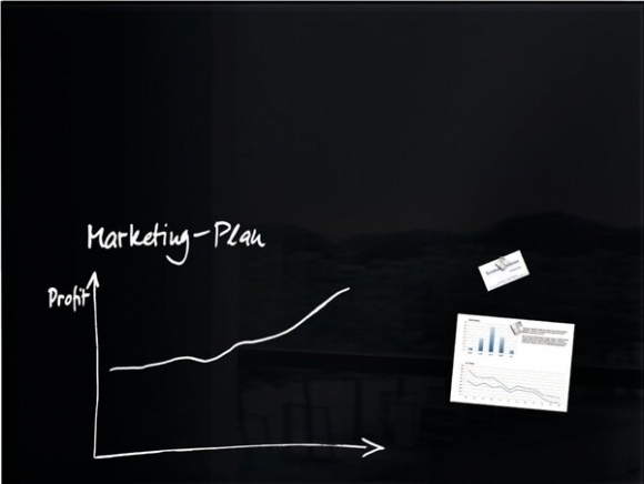 Glas-Magnetboard Artverum, schwarz inkl. 1 starker SuperDym-Magnet und