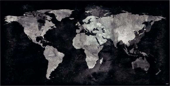 Glas-Magnetboard Artverum, World-Map Weltkarte inkl. extra starker