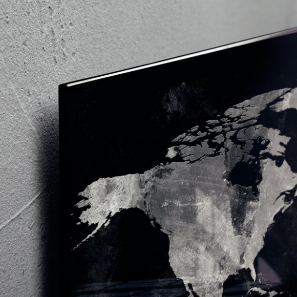 Glas-Magnetboard Artverum, World-Map Weltkarte inkl. extra starker