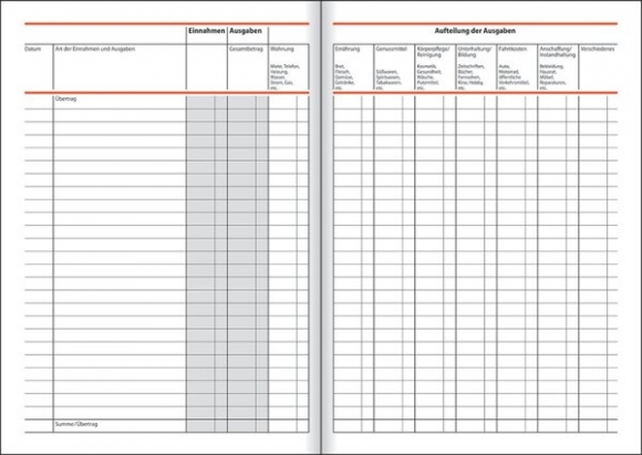 Haushaltsbuch A5, 40 Blatt,