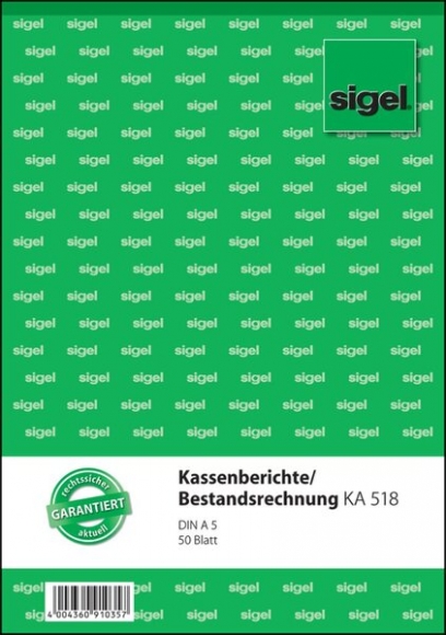 Kassenbericht A5, 50 Blatt,