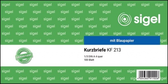 Kurzmitteilung/Kurzbrief 1/3 A4 q, 100 Blatt, mit Blaupapier