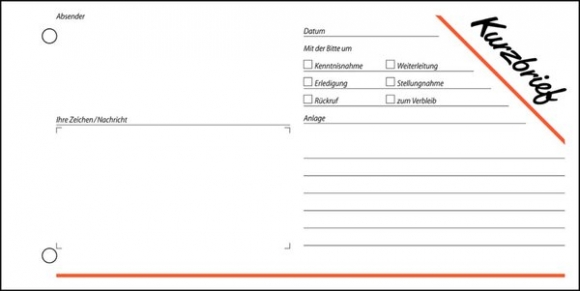 Kurzmitteilung/Kurzbrief 1/3 A4 q, 100 Blatt, mit Blaupapier