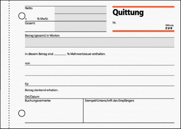 Quittung A6 quer m. Blaupapier und Sicherheitsdruck