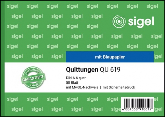 Quittung A6 quer m. Blaupapier und Sicherheitsdruck