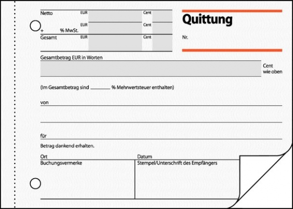 Quittung A6 quer m. Blaupapier und Sicherheitsdruck