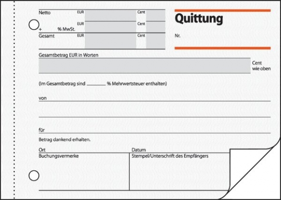 Quittung A6 quer m. Blaupapier und Sicherheitsdruck