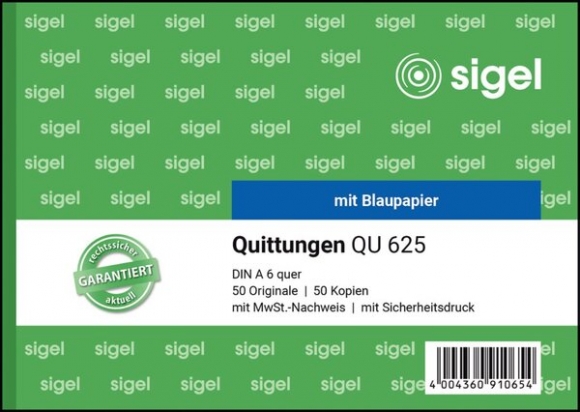 Quittung A6 quer m. Blaupapier und Sicherheitsdruck