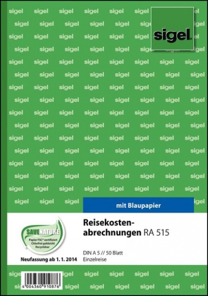 Reisekostenabrechnung A5 hoch für Einzelreisen, m. Blaupapier