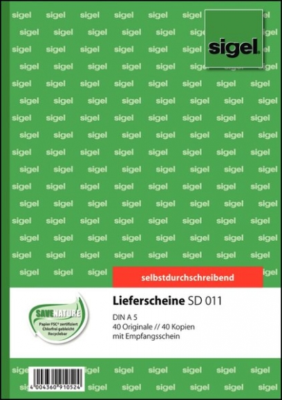 Lieferschein A5 hoch 2x40 Blatt weiß mit Empfangsschein, 1. und 2. Blatt