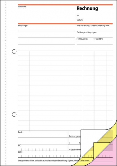 Rechnung A5 hoch 1.2.und 3.Blatt bedruckt sd