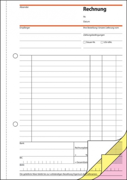 Rechnung A5 hoch 1.2.und 3.Blatt bedruckt sd