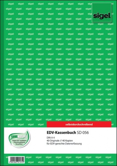 Kassenbuch EDV A4 hoch 1.u.2. Blatt bedruckt selbstdurchschreibend