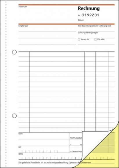 Rechnung A5, SD, 2x50Bl. fortlaufend nummeriert