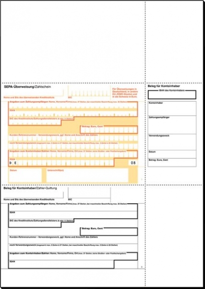 PC-SEPA-Überweisung 90g Ink/Laser beleglesefähig