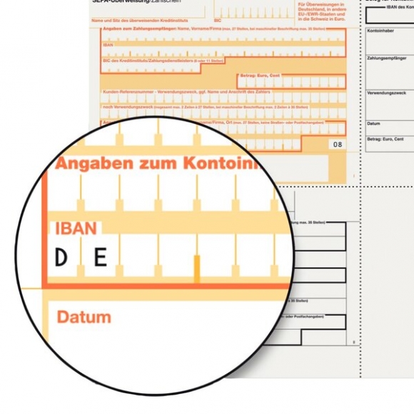 PC-SEPA-Überweisung 90g Ink/Laser beleglesefähig