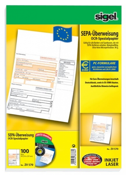 PC-SEPA-Überweisung 90g Ink/Laser beleglesefähig