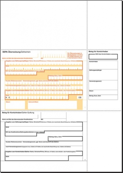 PC-SEPA-Überweisung 90g Ink/Laser beleglesefähig