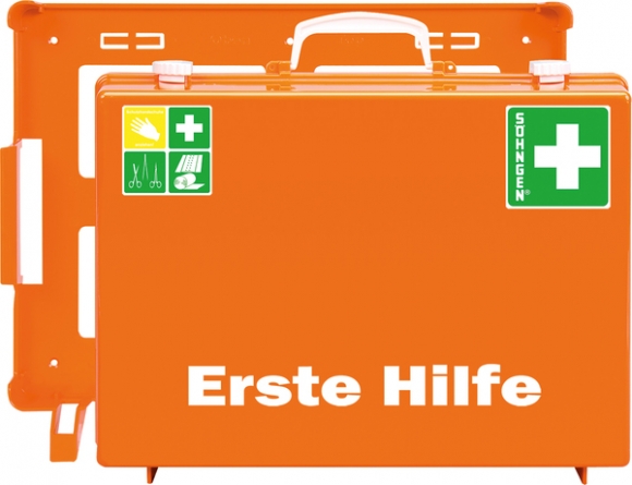 Erste-Hilfe-Koffer Quick-CD orange mit Füllung Standard DIN 13157
