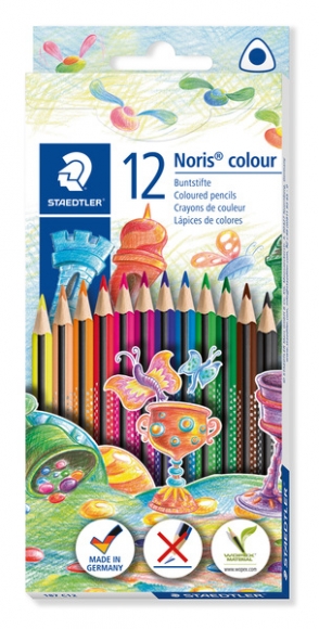 Farbstiftetui Noris colour dreikant, 12er Papp-Etui, aus WOPEX Material,