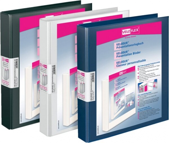 Präsentationsringbuch Velodur A4 ws 2-Ring 40mm Ringd. Hebelmechanik