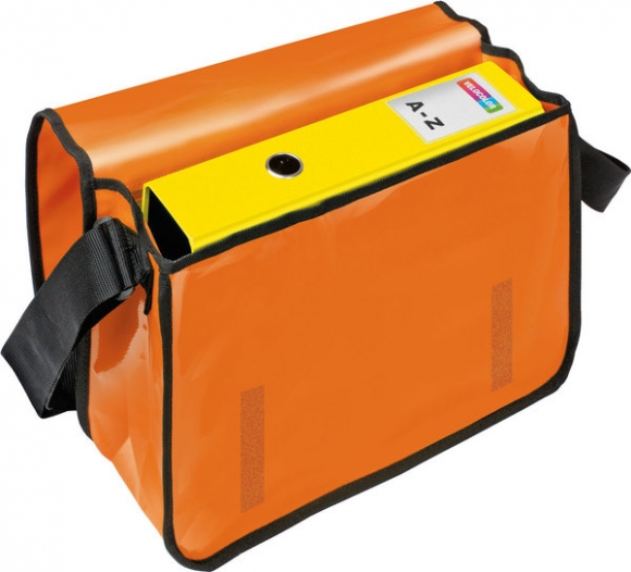 Umhängetasche für Briefordner, orange Überschlag mit Klettverschluss
