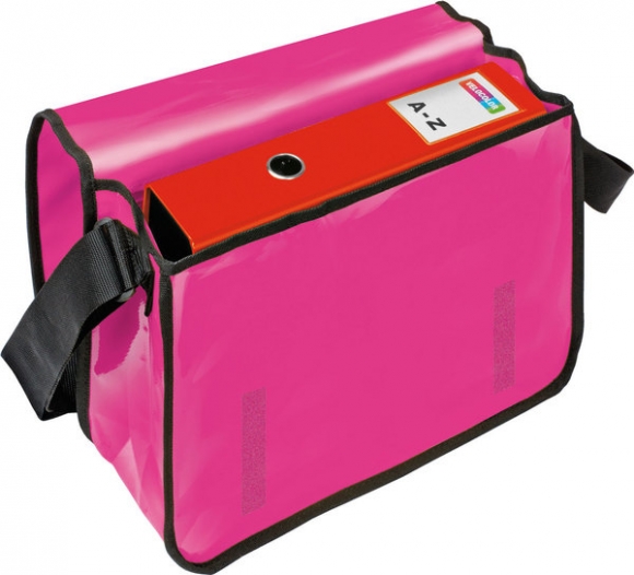Umhängetasche für Briefordner, pink Überschlag mit Klettverschluss