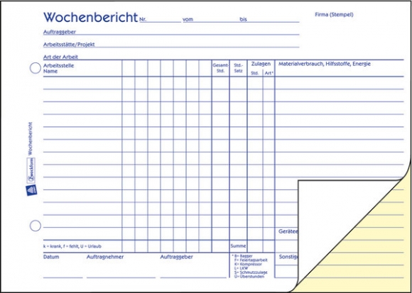 Wochenbericht A5 quer MP 2x50Blatt