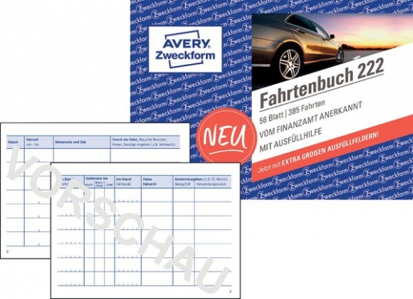 Fahrtenbuch A6 quer 40 Blatt mit km-Nachweis