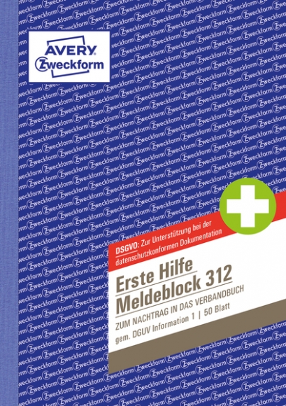 Erste Hilfe Meldeblock A5, 50 Blatt zur Dokumentation von Unfällen