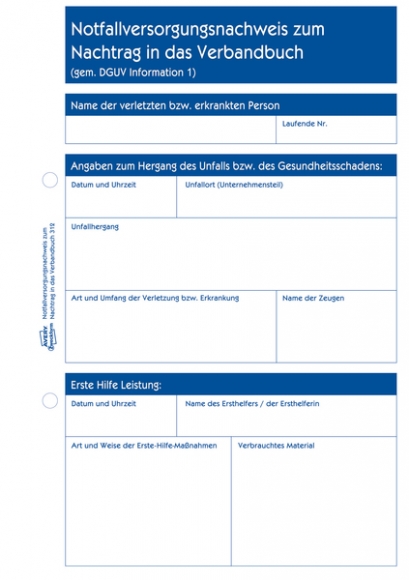 Erste Hilfe Meldeblock A5, 50 Blatt zur Dokumentation von Unfällen