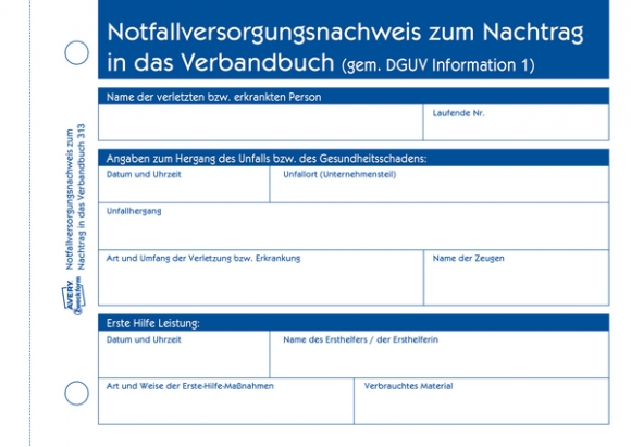 Erste Hilfe Meldeblock A6, 50 Blatt zur Dokumentation von Unfällen