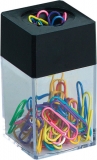 Magnetdose klar/schwarz m.30 farbig sortierten Briefklammern 26mm