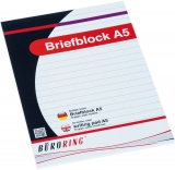 BüroRing Briefblock A5/50 Blatt liniert, holzfrei, weiß