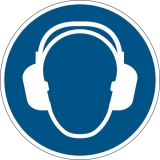 Sicherheitskennzeichen Gehörschutz benutzen, blau, Ø 43cm,