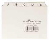 Leitkartenregister A7, A-Z, weiß geprägte Taben