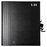 Fächermappe 1-31, A4, schwarz, mit dehnbarem Rücken und Band